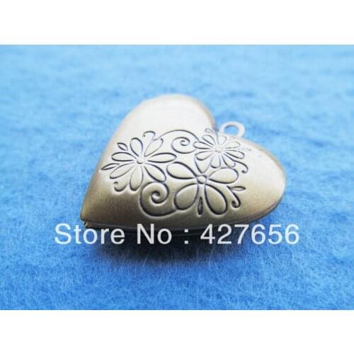 1pcs Large Good Polishing Antique bronze Filigree Flower Picture Frame Heart Locket Pendant Charm/Finding,DIY Accessory