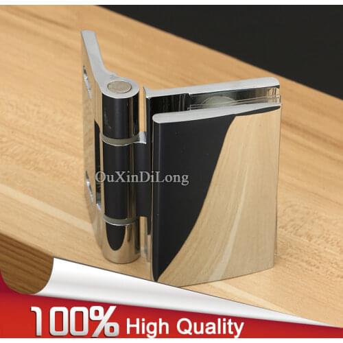 1PCS Brass 90 Degree Inside Open Frameless Bathroom Wall to Glass Shower Door Hinge Bracket Chrome