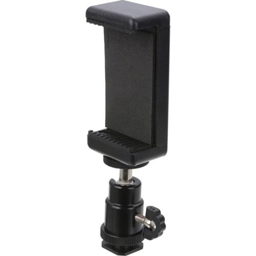 New Arrival 1pc 360 Swivel Ball Head Hot Shoe Adapter Mount With Phone Clip Holder for DSLR Camera Cell Phone