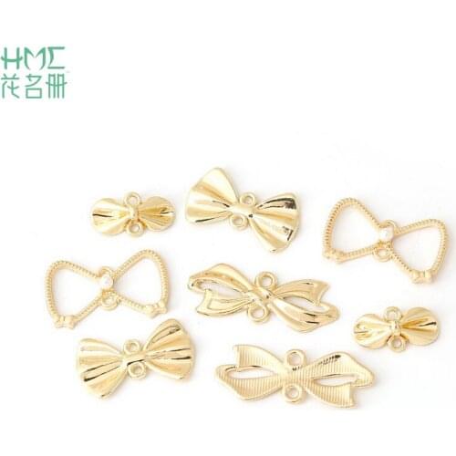 10pcs Bow Tie Golden Plating Hole size 1.5mm Metal Charm Pendants Alloy Jewelry Findings DIY Crafts