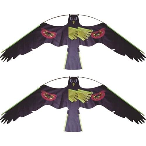 2x #1 Large Hawk Kite Toy Kit Decoy Bird Scarer Deterrent Protect Farmers Crops Outdoor Kids Toys Black Kites