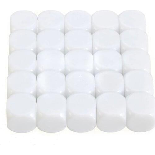 25pcs 16mm Blank Dice White Acrylic Cube D6 Board Game For Kid DIY Toy Write Painting Graffiti Family Games Fun and Teaching