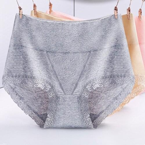3 Pieces / Bag High-Waist Cotton Lace Ladies Underwear Sweat-Absorbent Breathable Cotton Triangle No Trace Abdomen Underwear