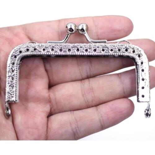 30PCS 8.5cm Silver Tone Square Metal Purse Frames Kiss Clasps Clutch Buckle Lock Handbag Handle DIY Luggage Hardware Accessories