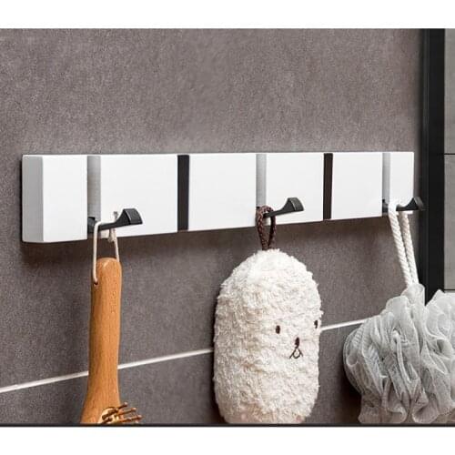 Modern Wood Wall Hanger Clothes Hooks Key Hook 4/5/6 Hooks Folding Simple Bedroom Door Hat Coat Rack Hanger Kitchen Toilet Hook