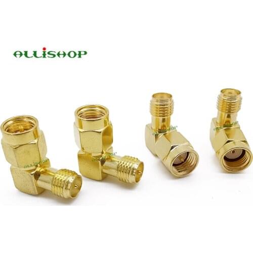 4Pcs SMA Plug Jack Kits 90 Degree SMA Connector FPV Antenna Adapter SMA RP SMA Male to Female Coaxial Right Angle Connector