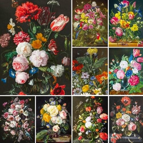 5D DIY Diamond Painting Flower Kit Full Drill Square Diamond Embroidery Vase Mosaic Peony Picture of Rhinestone Wall Art Decor