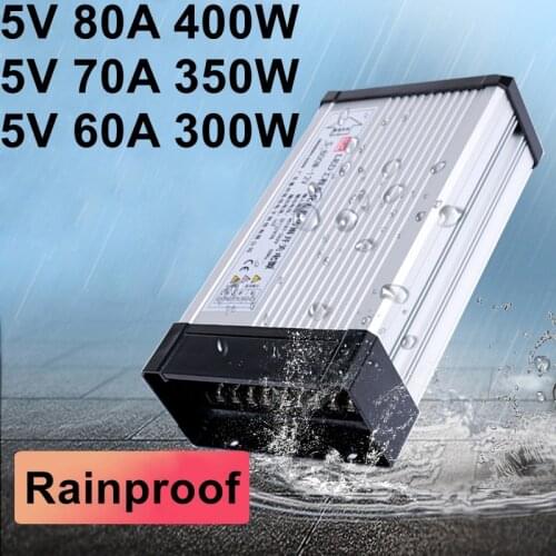 5V 60A 70A 80A Rainproof Switching power supply 220V AC to DC 300W 350W 400W outdoor power Adapter For LED Strip light display