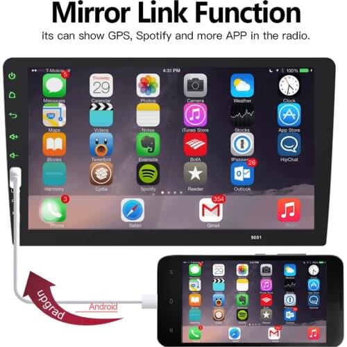9" Touch Mirrorlink iphone Auto audio Player Bluetooth USB Rear View Camera car radio MP5 Player One 2 din Autoradio No Android