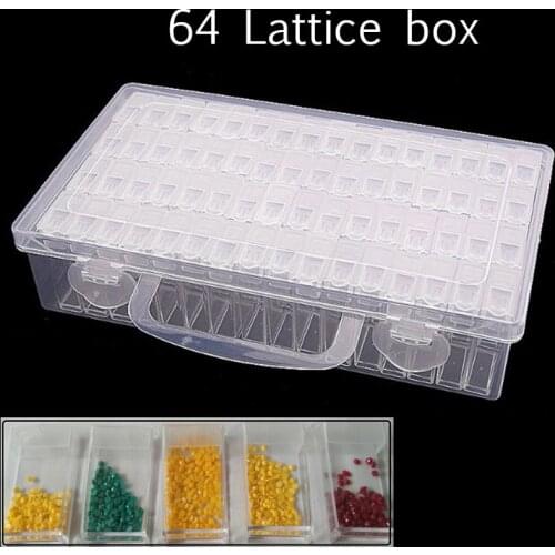 Diamond Painting Accessories 64 Grid Container Box DIY Diamant Embroidery Mosaic Tools Bead Transparent Plastic Drill Storage