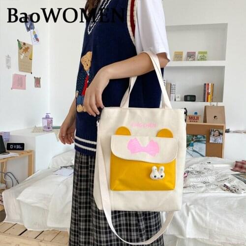 BaoWomen Korean Canvas Shoulder Bag Zipper Luxury Women Bags Designer Women Messenger Bag Ladies Simple Handbag Letter Printing