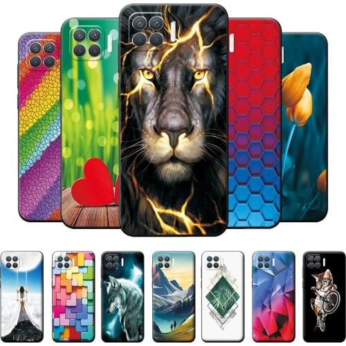 Case For Oppo F17 Pro Case Oppo A93 Lion Cute Cover Bumper on Oppo Reno 4F Reno 4 Lite Shockproof Silicone Phone Case Coque 6.5