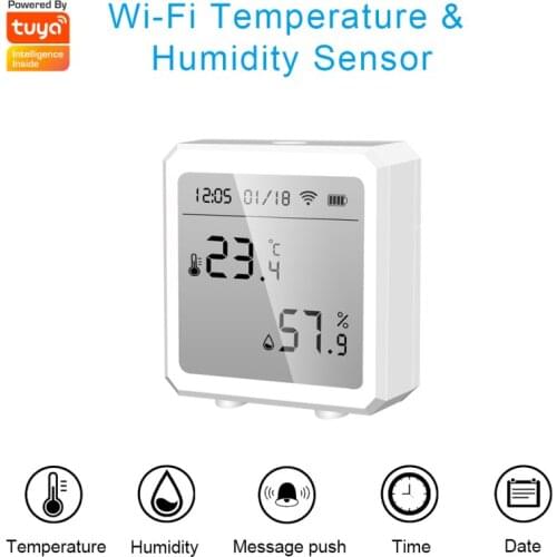 Tuya Smart life WiFi Temperature And Humidity Sensor Indoor Hygrometer Thermometer With LCD Display Support Alexa Google Home