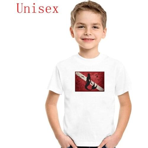 Scu-ba diving design Scu-ba Dive Flag mermaid Creative Design children T-shirt Printing kids T shirt boy clothes girls clothes