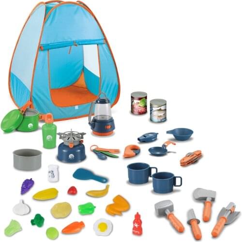 Kids Camping Play Tent Play Tent Set for Boys Girls Pretend-Play Game Kids Play Tent Pops Up Tent with Kid Camping Gear
