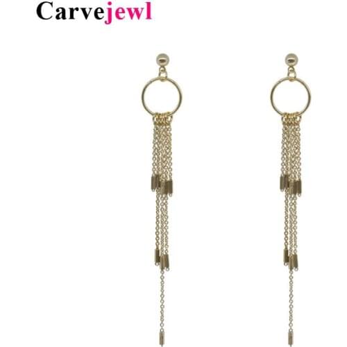 Carvejewl long earrings post round circle paragraph chain drop dangle earrings for women party jewelry New Korean earrings 2019