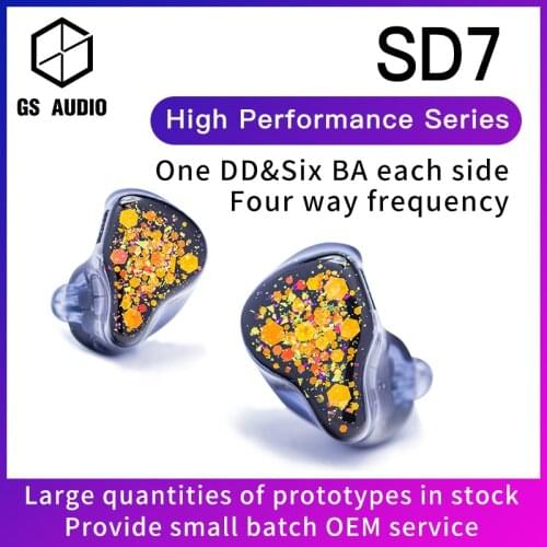 GS AUDIO SD7 6BA+1DD Hybrid Driver HiFi In-Ear Earphones with 0.78 2pin Detachable Cable IEMs for Audiophiles Musician OEM IEM