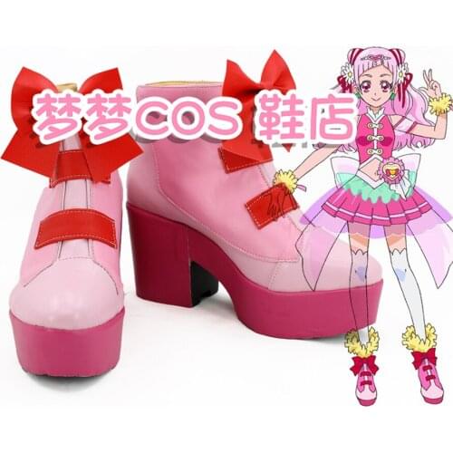 Hugtto Pretty Cure Smile PreCure Hana Nono Cure Yell Pink Red Cosplay Shoes Boots Custom Made for Christmas Halloween