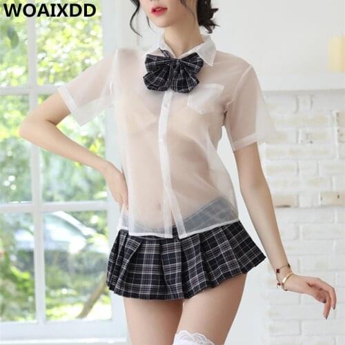 Sexy Lingerie Set Women Girls Anime Cosplay See Through Costume Japanese Schoolgirl Uniform Cheer Leading Roleplay Uniforme