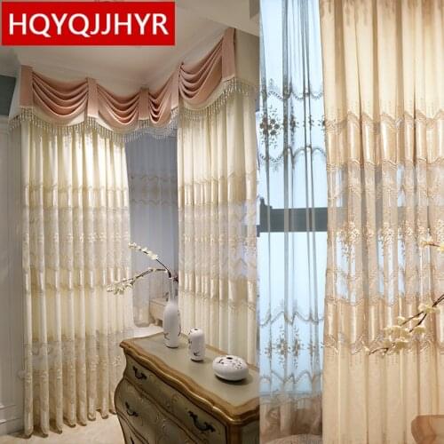 Creamy-white top European luxury embroidered villa curtains for apartment living room bedroom hotel windows Elegant curtain