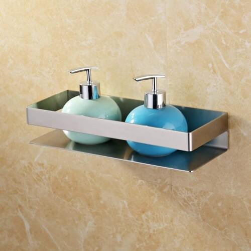 Brushed Finish 300*115mm Bathroom Shelf Stainless Steel Bath Shower Shelf Basket Caddy Square Wall Mounted