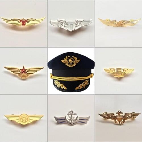 Captain Uniform Metal Cap Badge Men Women Caps High Quality Aviation Pilot Crew Badge Hat Accessories