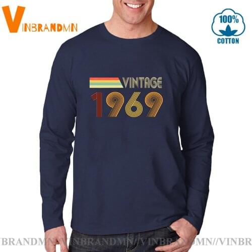 Mens Streetwear Clothing Long Sleeve Cotton Tee Shirt male Vintage 1969 T Shirt Classic 52 Years old Birthday T-shirt