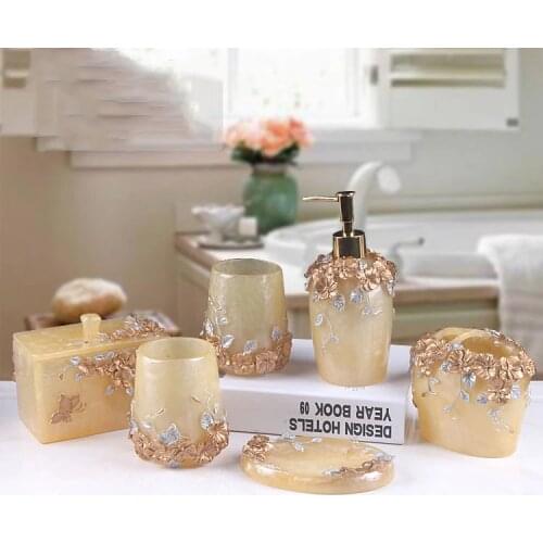 European-style Retro Bathroom Accessory Set Resin Wash Set Toilet Bathroom Supplies Cleaning Brush Cotton Swab Box Toilet Tissue