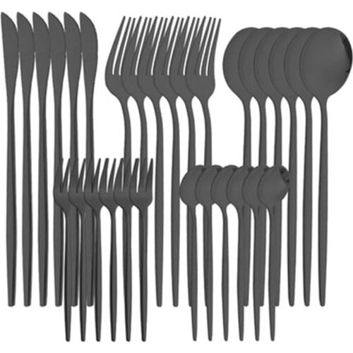 Western Cutlery Set Stainless Steel Cutlery Black Spoon Fork Knife Cutlery Full Set Of Household Cutlery