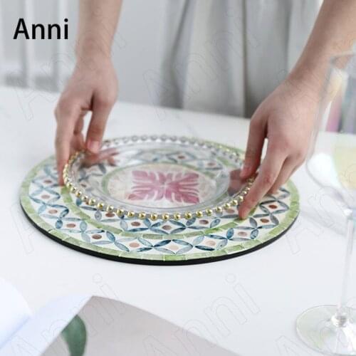 Natural colored shell placemats for table Nordic Creative Painted wood Placemat dinner Table decoration Home kitchen accessories