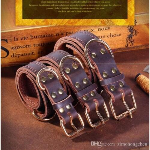 Pet Dog Cowhide Leather Collar S-M-L Pet Dog Small Medium Large Dog Supplies Pet accessories