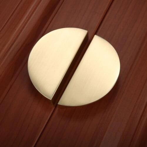 1 Set Semicircle Solid Brass Cabinet Knobs And Handles Drawer Furnitures Cupboard Wardrobe Knobs Book Cabinet Door Pull