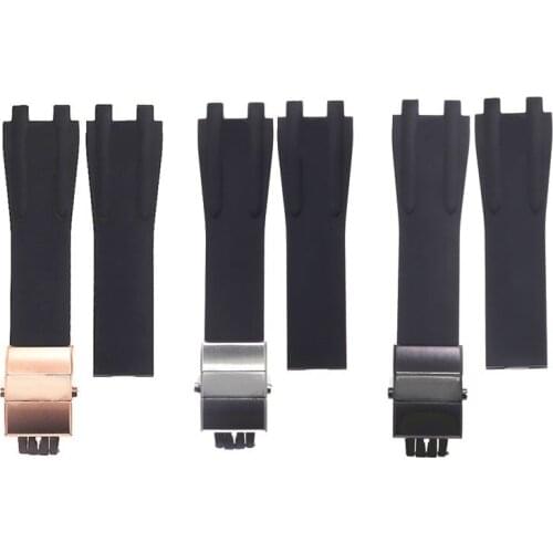 25mm*12mm Black Brown Blue Waterproof Silicone Rubber Strap Folding Buckle Wristband Strap Bracelet For Ulysse Nardin Watch Band