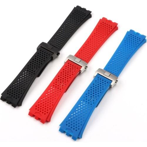 28x22mm Red Blue Black Soft Silicone Rubber Watchband For Tag Heuer CARRERA Watch Strap Breathable Watch band Folding Buckle