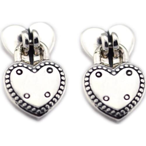 100% Real 925 Sterling Silver Love Locks Studs Earrings for Women Wedding Ear rings Jewelry anillos mujer Wholesale