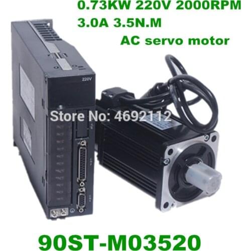 730W 3.5N.M 2000rpm 3A AC SERVO MOTOR & Servo DRIVER SYSTEM set 90ST-M03520 for CNC Machine upgrade part