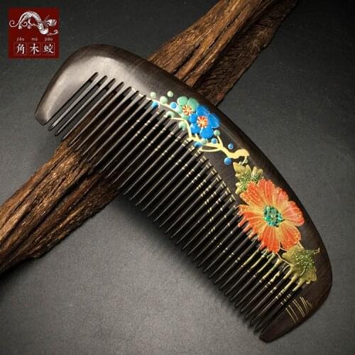 TOP END Authentic Natural CHACATE PRETO wooden comb high-quality hand-painted art fine tooth bag comb 237