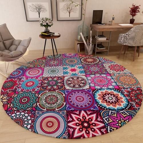 Vintage Round Living Room Carpet Computer Chair Floor Mat European Carpet Bedroom Wardrobe Entrance / Corridor Area Floor Mats