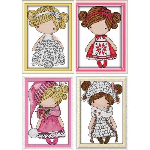 The magic doll with rose cross stitch kit cartoon 14ct 11ct count print canvas stitches embroidery DIY handmade needlework plus