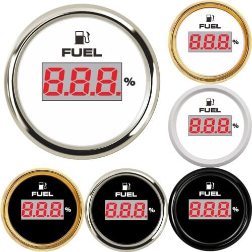 0-100% Fuel Level Gauge 52MM Gauge for Marine Boat Yacht Digital Fuel Gauge Indicator E-F Oil Level Gauge Fuel Meter 9-32V