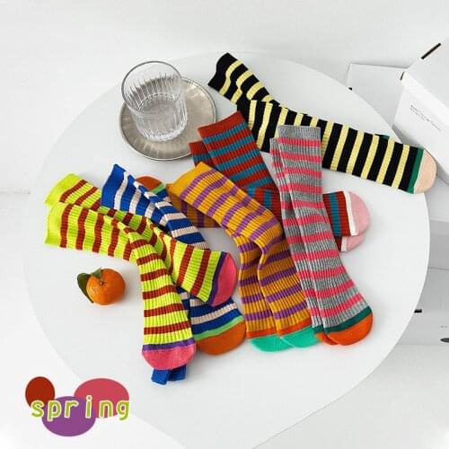 1 Pair Boy Girl Long Socks Kids Striped Calf Sock Trend Slouch Socks Fashion Personalized Novelty Comfortable Cotton Socks 1-8 Y