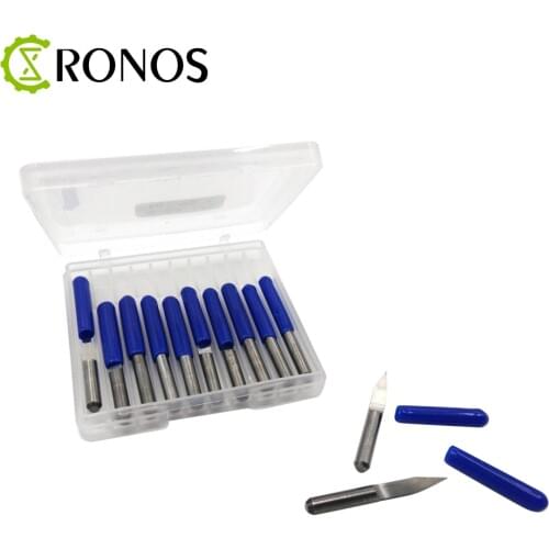 Free Shipping 10PCS 3.175mm Flat Bottom Engraving Bits Precise CNC Router Tools V Cutting Knife Carbide Carving Cutters