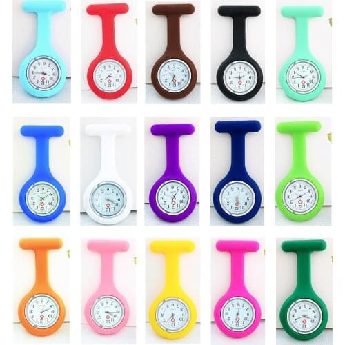 100pc Wholesale Silicone Nurse Watch Brooch Tunic Fob Watchs Free Battery Pocket Watch Enfermera Doctores Electronic Watches