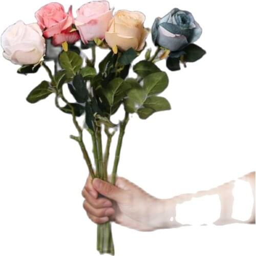 11Pcs Fake Single Stem Bulgarian Rose 16" Length Simulation Table Rosebud for Wedding Home Decorative Artificial Flowers