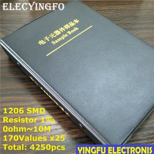 1206 1% SMD Resistor Sample Book 170values*25pcs=4250pcs 0ohm to 10M 1% 1/4W Chip Resistor Assorted Kit