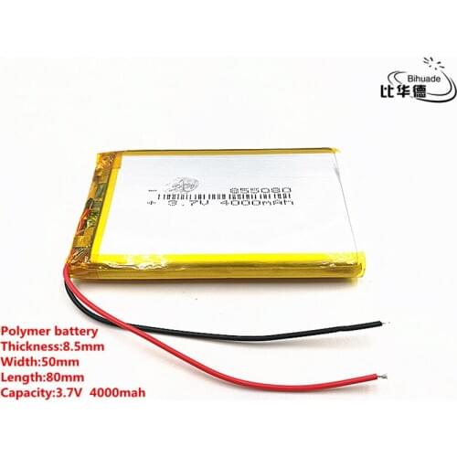 2pcs/lot Good Qulity 3.7V,4000mAH,855080 Polymer lithium ion / Li-ion battery for TOY,POWER BANK,GPS,mp3,mp4