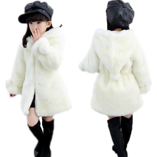 2018 Girls Winter Coat Girls Wool Jacket Girls Faux Fux lnng Coat Leather Grass Hooded Thick Girls Winter Jacket Children Coats