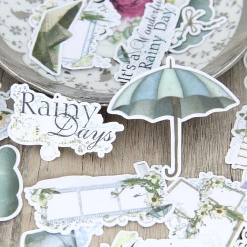 28pcs Nice Rainy Days Umbrella Raining Day Scrapbooking Stickers Decorative Sticker DIY Craft Photo Albums Decals Diary Deco