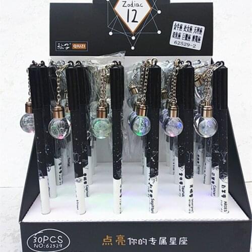 30pcs Gel Pens Kawai Pendant Bulb black colored gel-ink pens for writing Cute stationery office school supplies