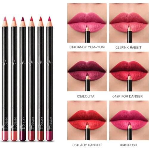 6pcs Set Matte Lip Liner Pen Sexy Lipstick Pencil Waterproof Long Lasting Sexy Lip Line Eyeshadow Dark Effect Cosmetics